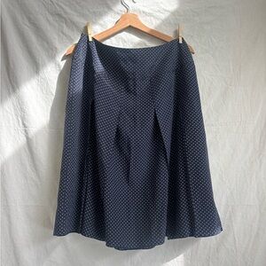Silk Polka Dot A-Line Skirt - Navy with White Dots